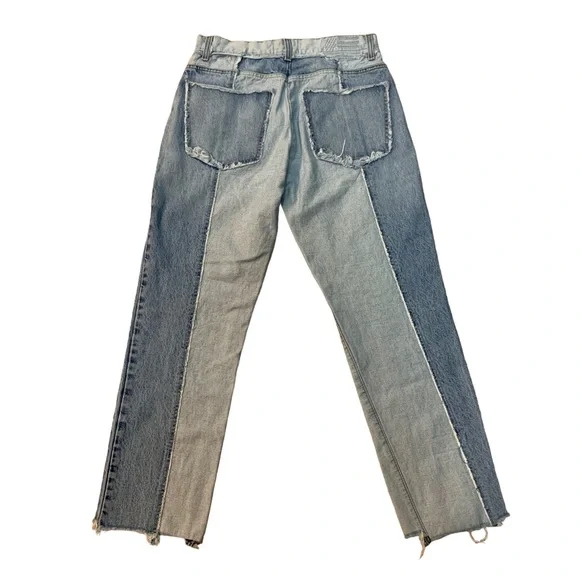 REVICE Denim Two Tone Jeans Straight Leg Raw Hem - Picture 8 of 13